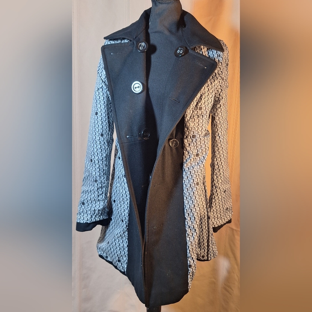 TULLE Black Double-Breasted Pea Coat - Picture 6 of 9